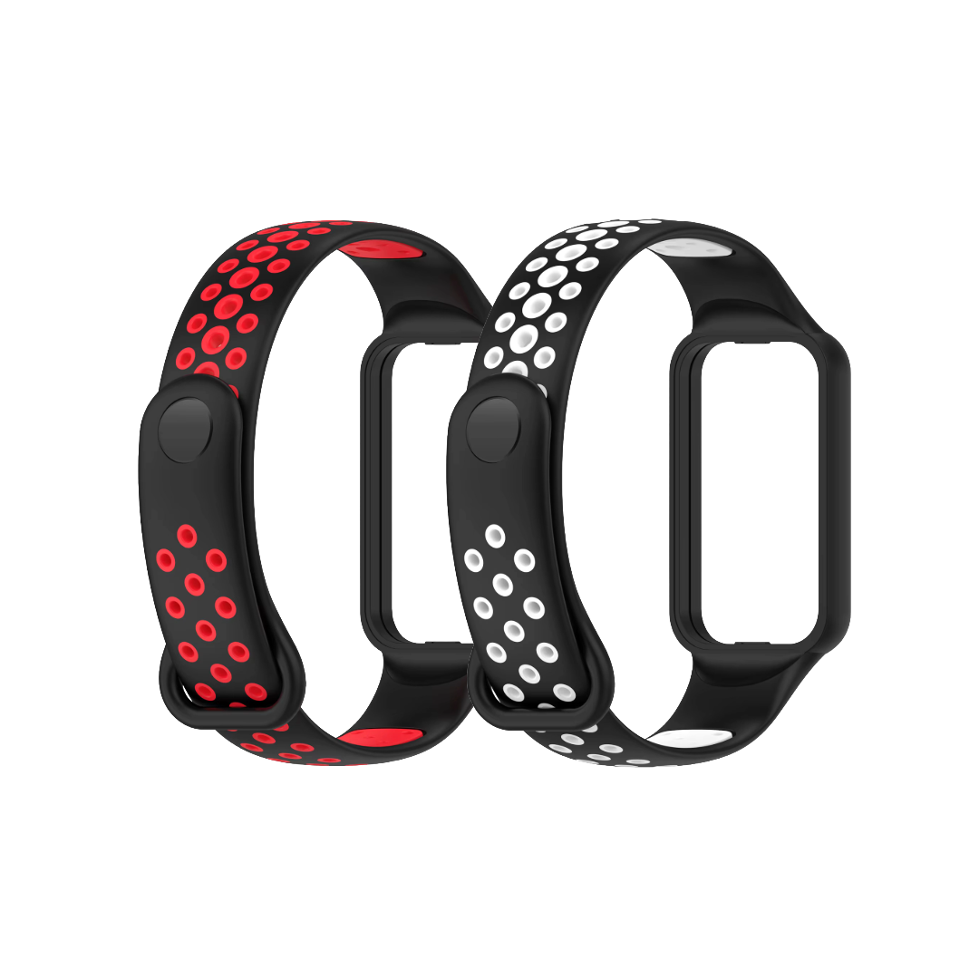 Valente Amazfit Band 7 sport strap pack of 2 black green and black red pairs