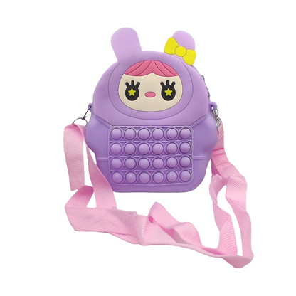 Valente Universal Cute Cartoon Silicone Zipper Purse Pouch/Side Shoulder Bag for Kids & Girls (25cm*21cm).