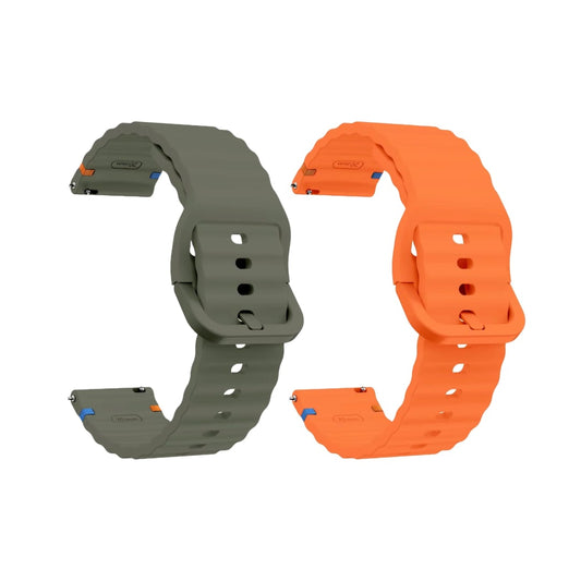 Valente Silicone 22mm Sport Strap Compatible with Noise Twist, Halo 2, Pulse 2 Pro, Macro, Fire-Boltt Phoenix Pro, Ninja Call Pro Max, Boult Trail Smart Watch (Pack of 2)