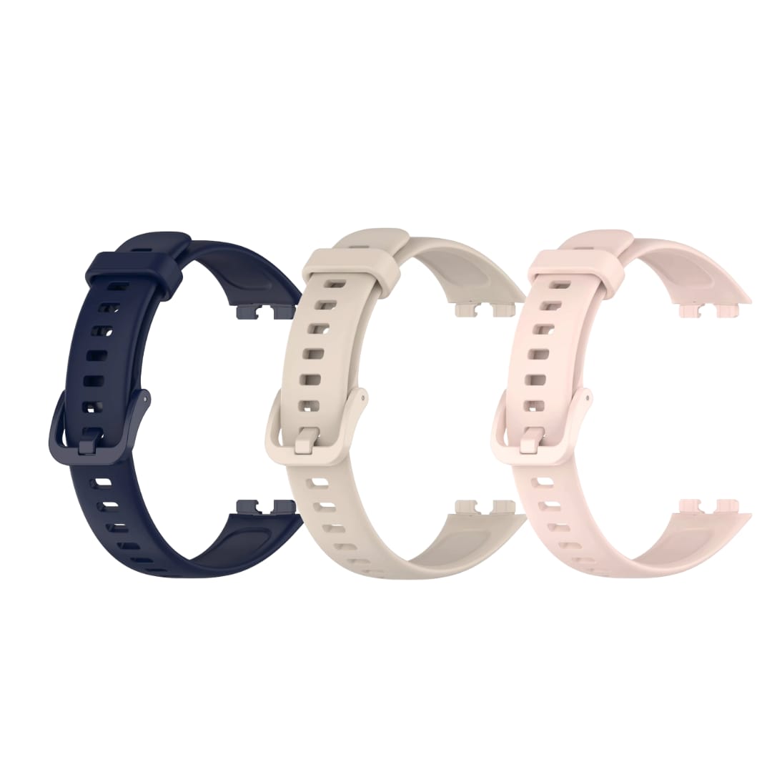 Valente Soft Silicone Sport Strap Compatible with Huawei Band 8 / Band 9 – Comfortable & Adjustable Replacement Wristband (Pack of 3)