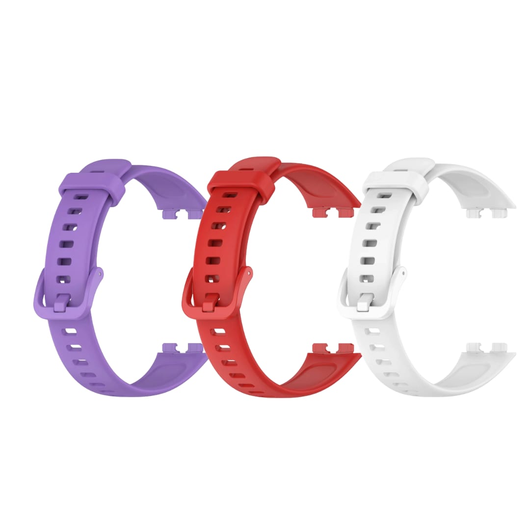 Valente Soft Silicone Sport Strap Compatible with Huawei Band 8 / Band 9 – Comfortable & Adjustable Replacement Wristband (Pack of 3)