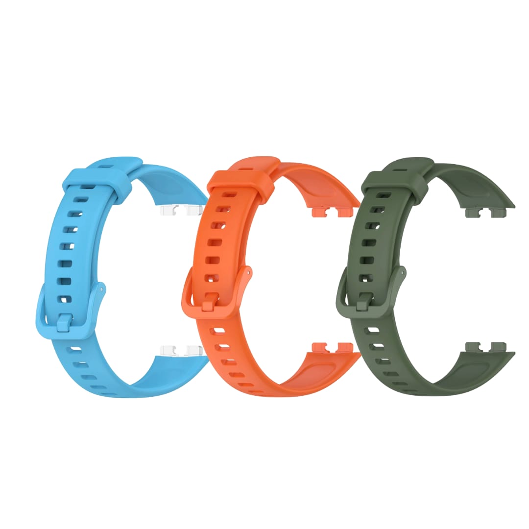Valente Soft Silicone Sport Strap Compatible with Huawei Band 8 / Band 9 – Comfortable & Adjustable Replacement Wristband (Pack of 3)