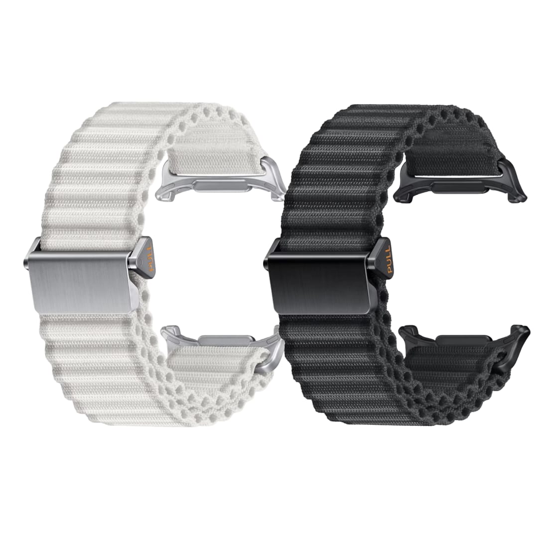 Valente Durable Woven Nylon Trail Watch Bands for Samsung Galaxy Watch Ultra (Pack of 2)