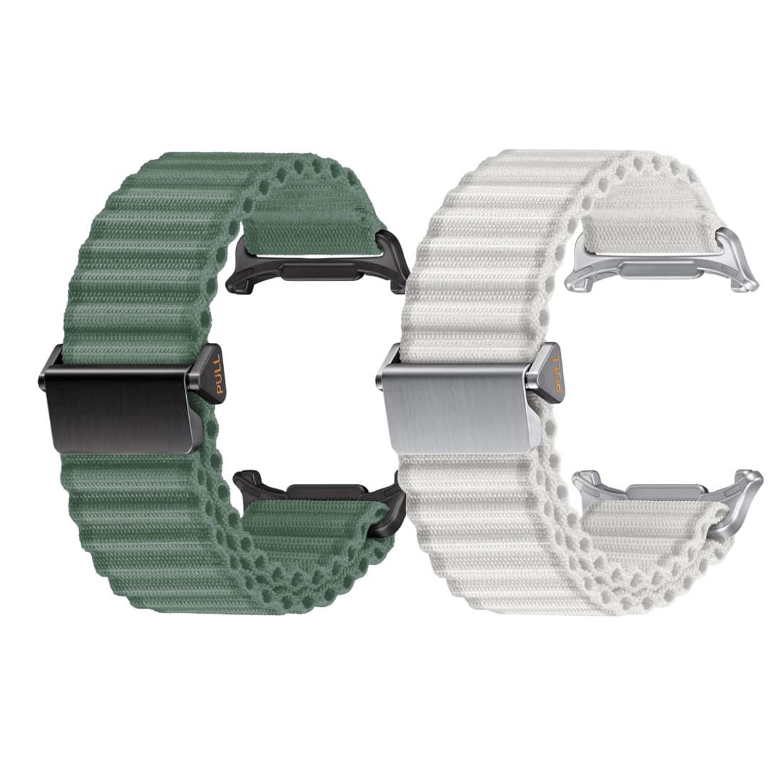 Valente Durable Woven Nylon Trail Watch Bands for Samsung Galaxy Watch Ultra (Pack of 2)