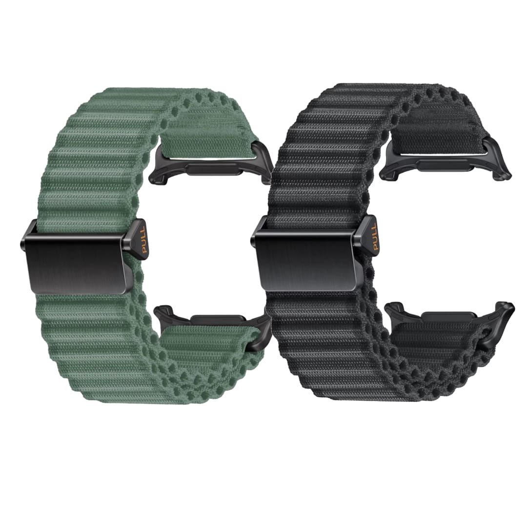 Valente Durable Woven Nylon Trail Watch Bands for Samsung Galaxy Watch Ultra (Pack of 2)