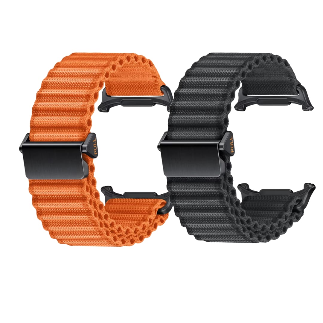 Valente Durable Woven Nylon Trail Watch Bands for Samsung Galaxy Watch Ultra (Pack of 2)