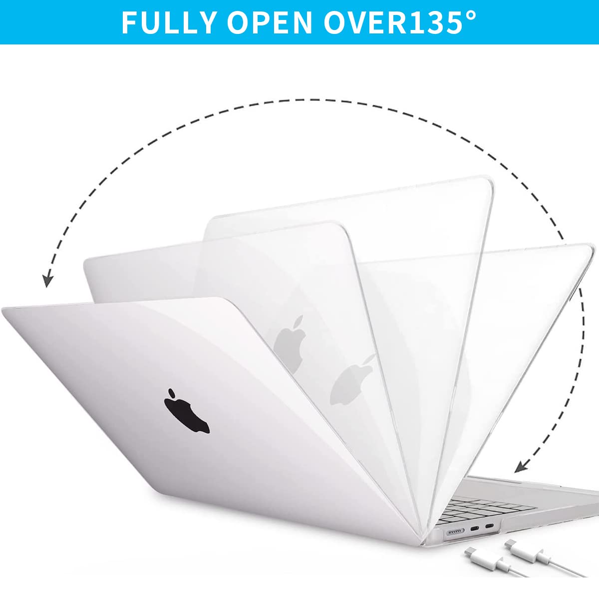Valente Hard Shell Case with Keyboard Cover Compatible with MacBook Air 13.6 inch M2 / M3 / M4 | Transparent Protective Laptop Cover | Shockproof Anti-Scratch Case