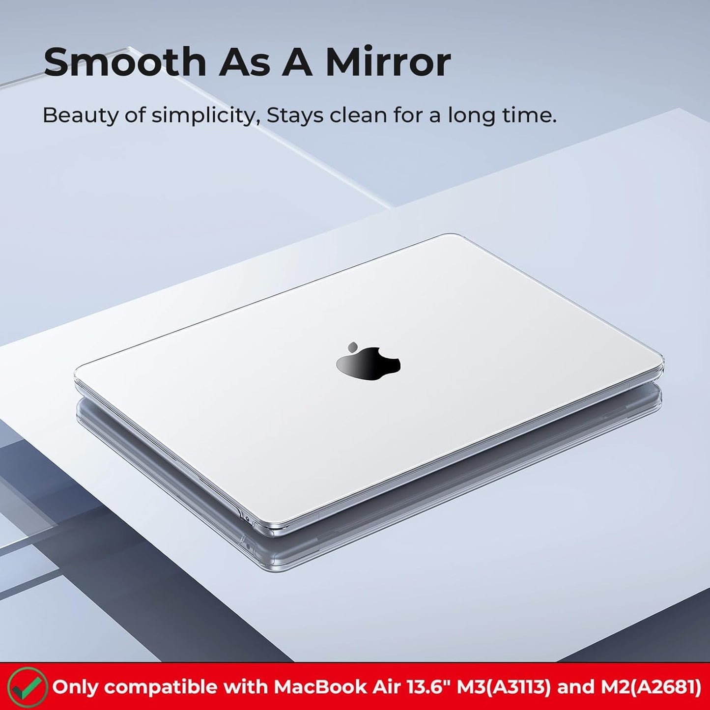 Valente Hard Shell Case with Keyboard Cover Compatible with MacBook Air 13.6 inch M2 / M3 / M4 | Transparent Protective Laptop Cover | Shockproof Anti-Scratch Case