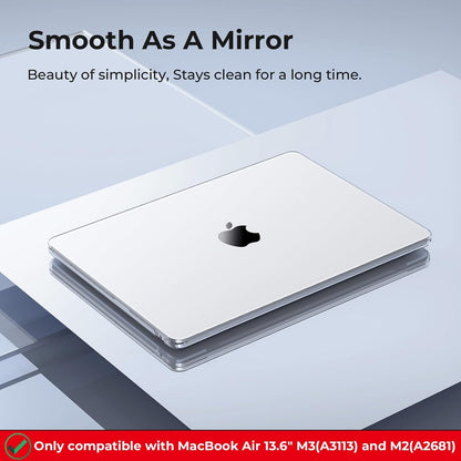 Valente Hard Shell Case with Keyboard Cover Compatible with MacBook Air 13.6 inch M2 / M3 / M4 | Transparent Protective Laptop Cover | Shockproof Anti-Scratch Case