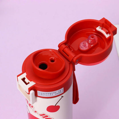 Valente 600ml Double Drink Stainless Steel Thermos Water Bottle for Kids, Double Drinking Lid, Portable Insulated Metal Water Cup, Leak Resistant Flask, Suitable for Boys and Girls, School, Travel & Daily Use