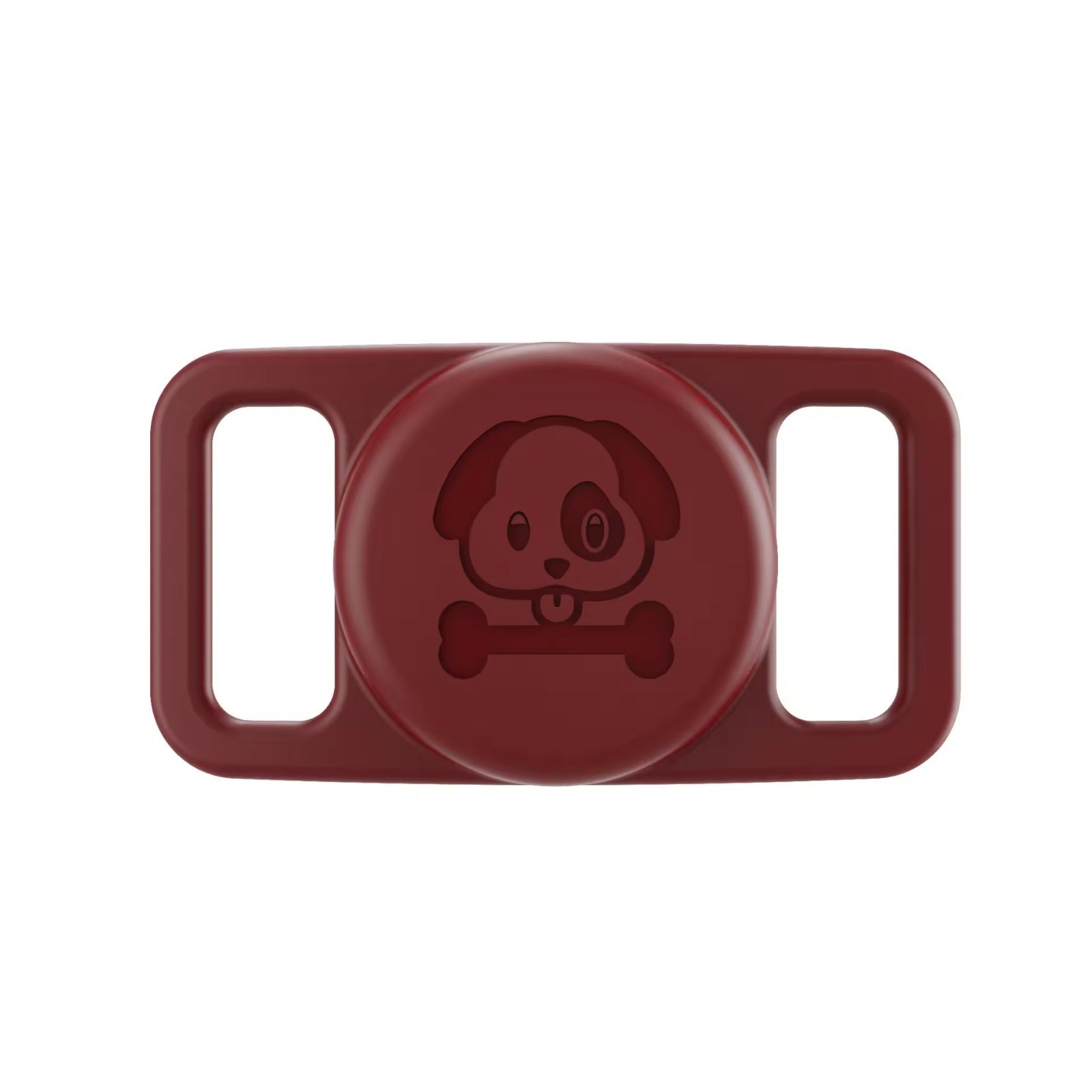 Valente AirTag collar holder maroon on dog collar secure tight fit view