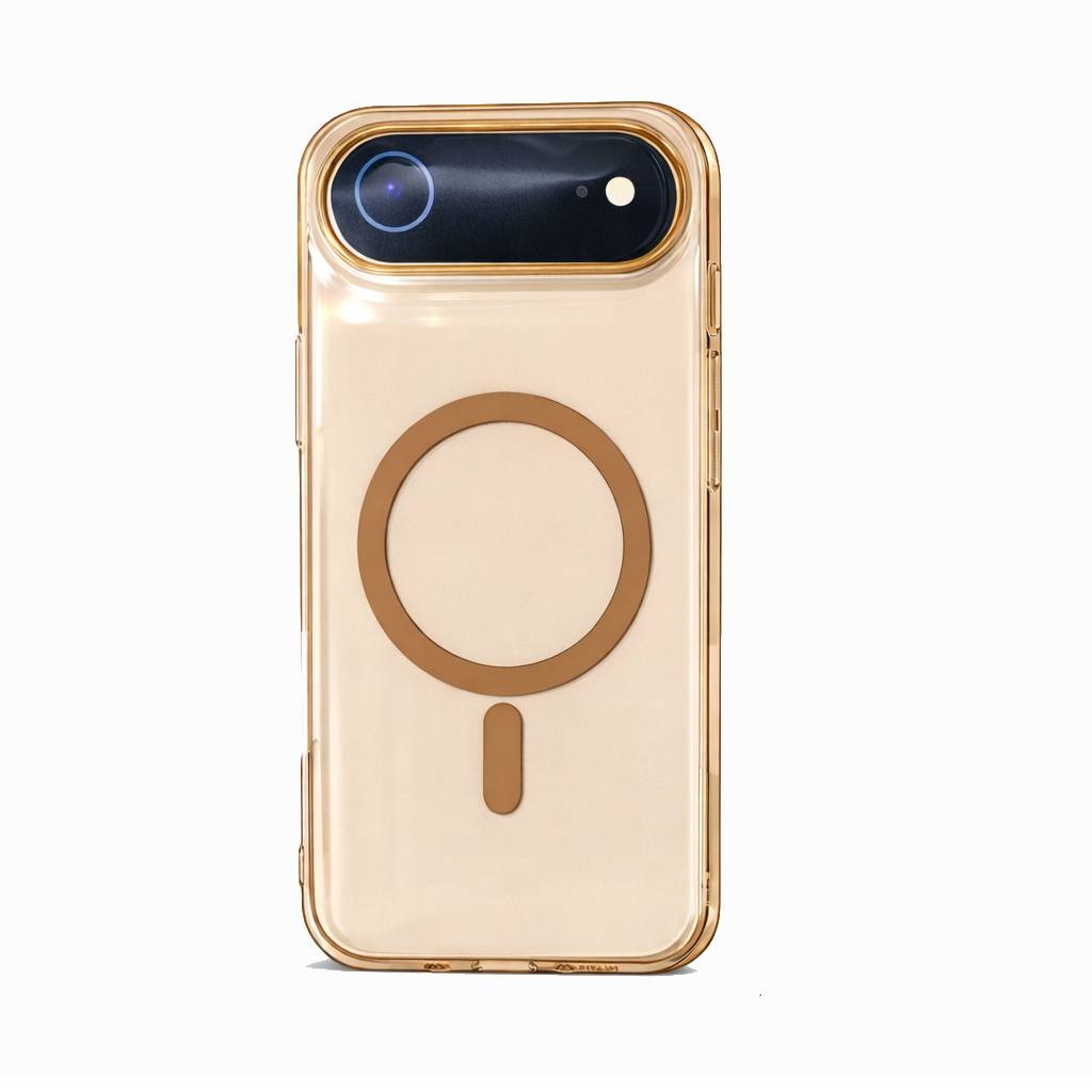 Valente iPhone 17 Air transparent magnetic case brown slim fit raised camera edges