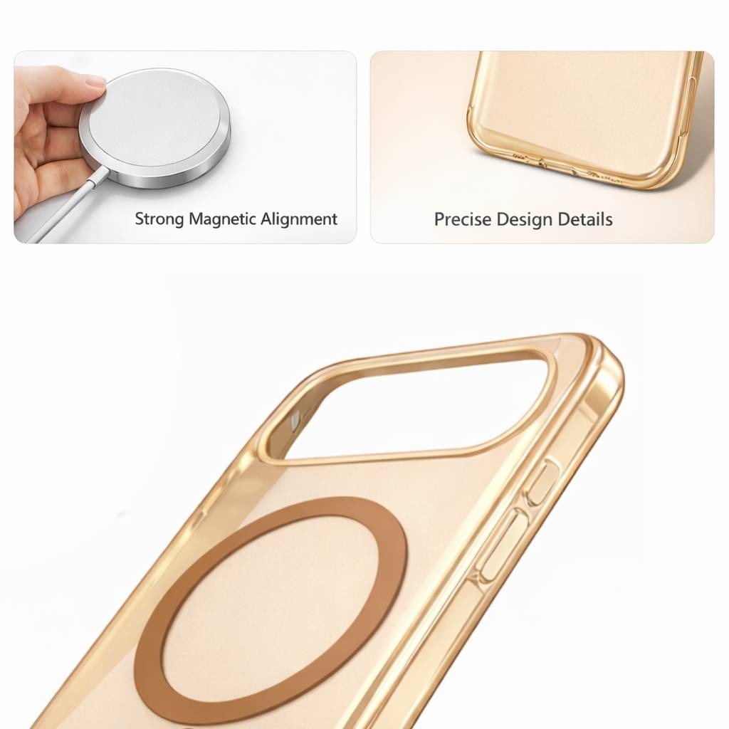 Valente Magnetic Case Compatible with iPhone 17 Air | Slim Transparent Back Cover with Strong Magnetic Ring | Shockproof Protective Phone Case