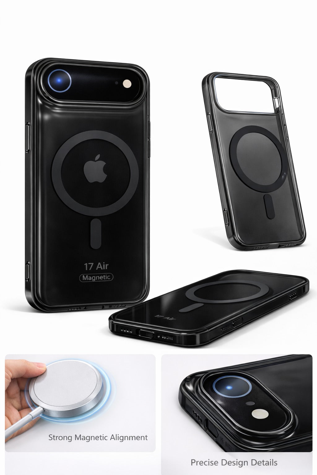 Valente iPhone 17 Air transparent magnetic case all colour options blue black brown