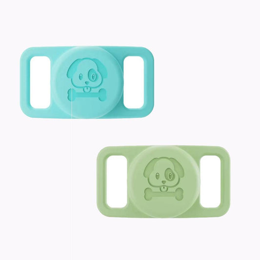 Valente AirTag dog collar holder pack of 2 green and sea green complementary pair