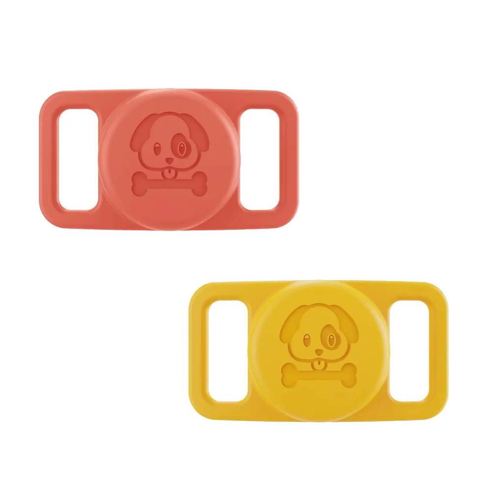 Valente AirTag collar holder pack of 2 orange and yellow pair for two pets