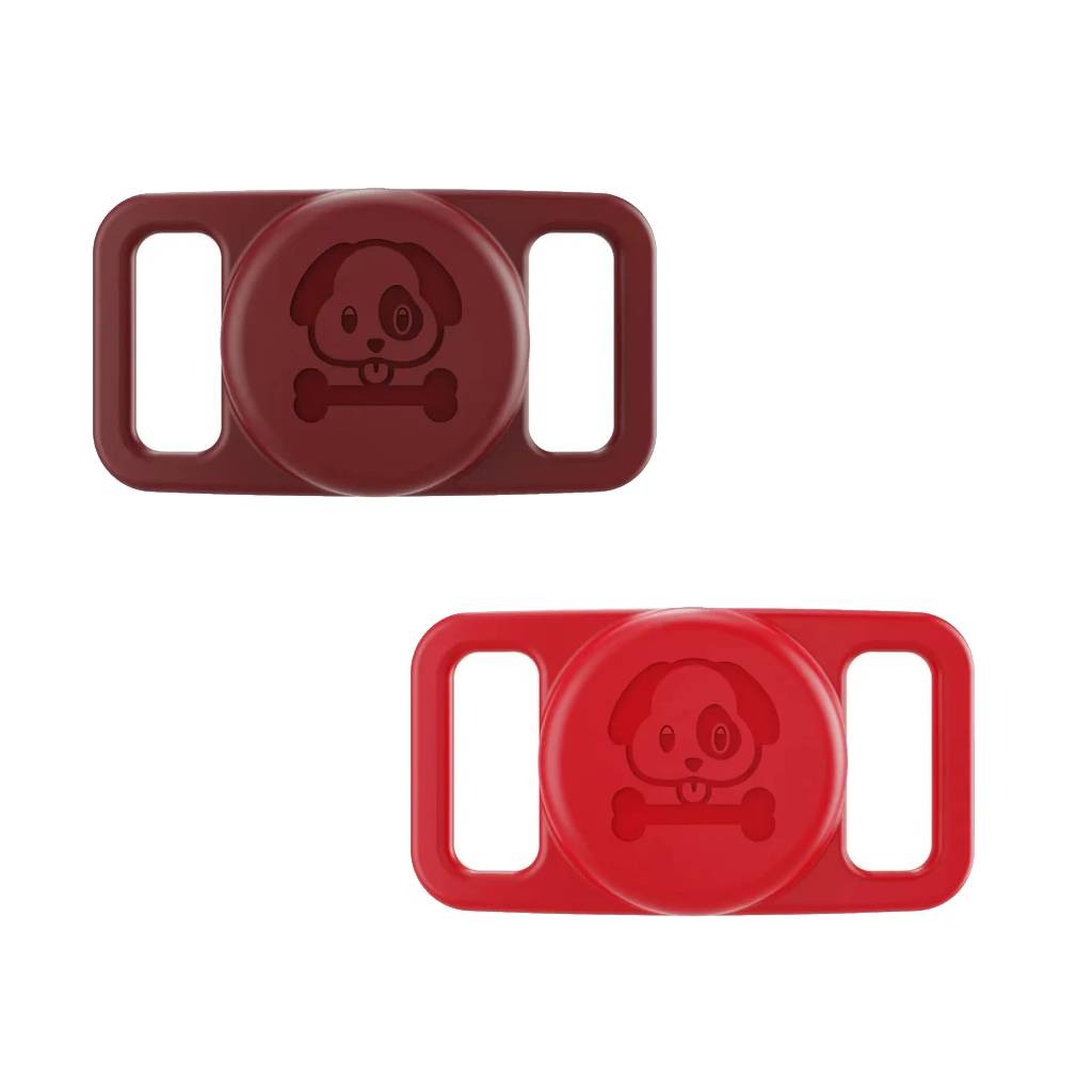 Valente AirTag collar holder pack of 2 maroon and red pair two pets view