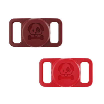 Valente AirTag collar holder pack of 2 maroon and red pair two pets view