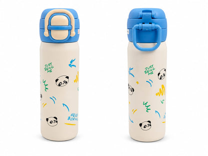 Valente 600ml Double Drink Stainless Steel Thermos Water Bottle for Kids, Double Drinking Lid, Portable Insulated Metal Water Cup, Leak Resistant Flask, Suitable for Boys and Girls, School, Travel & Daily Use