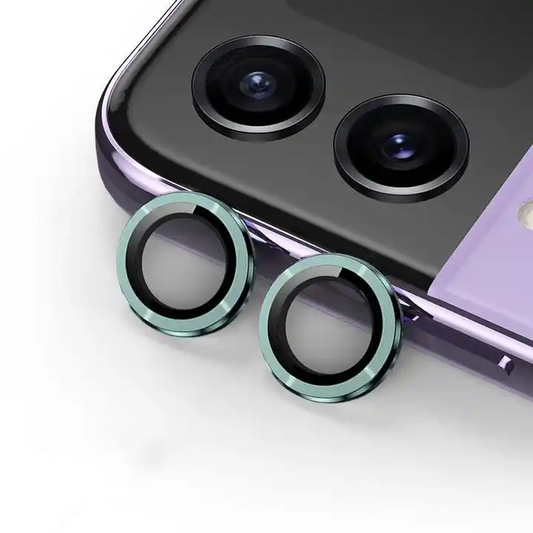 Samsung Galaxy Z Flip 4 camera lens protected by a sleek, blue protective ring, available for ₹99, ensuring lens safety without sacrificing style.