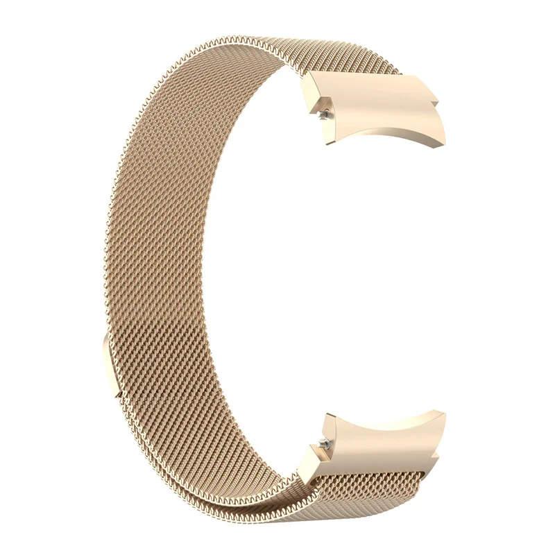 Metallic gold mesh watch strap with magnetic clasp closure, compatible with Samsung Galaxy Watch 4/5/6 models.