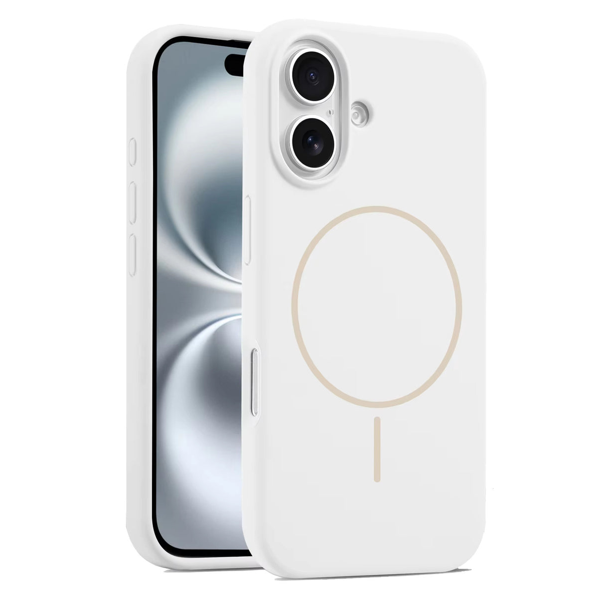 Valente iPhone 16 MagSafe case white anti-fingerprint matte finish back view