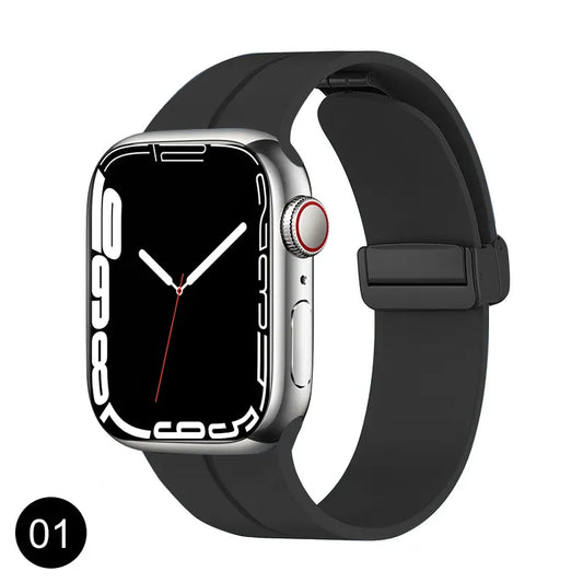 Valente Apple Watch magnetic buckle strap grey secure snap closure 42mm 44mm