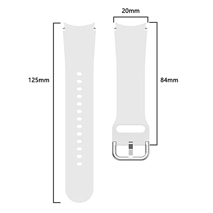 Valente Premium Silicone 20mm Buckle Watch Strap Compatible with Galaxy Watch 4/5/6