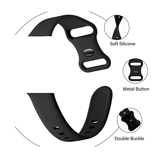 Valente Silicone Double Lock 20mm Watch Strap Compatible with Galaxy Watch Active 2(40mm & 44mm),Active(40mm), Watch 3(41mm),Amazfit Bip,GTR(42mm),GTS & GTS 2 Mini,Dizo Watch 2, Oneplus Nord Watch