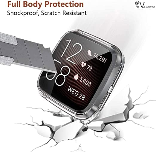 Valente Soft TPU Shockproof Screen & Body Protector Cases Compatible with Fitbit Versa 3/ Sense Only