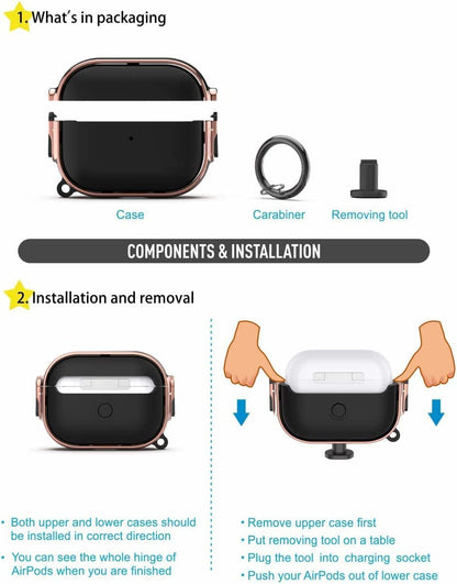 Valente Hard Protective Eggshell Case Cover With Locking Mechanism Compatible For Airpods pro 1st Generation & 2nd Generation ONLY.
