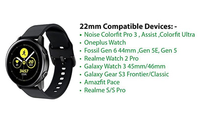 Valente Premium Silicone Buckle 22 mm Watch Strap Compatible with Noise Colorfit Pro 3,Assist,Colorfit Ultra,Oneplus Watch,Fossil Gen 5E 44mm, Gen 5(44mm),Realme Watch 2 Pro.