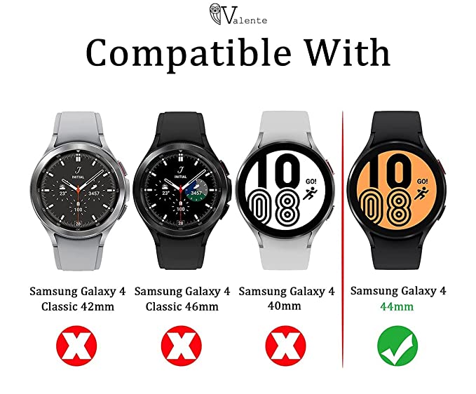 Valente Bumper Case Cover with Built-in Screen Protector Case Compatible with Samsung Galaxy Watch 4
