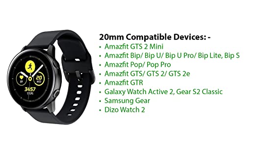 Valente Premium Buckle Silicone 20mm Watch Strap Compatible with Galaxy Watch Active 2 (40mm & 44mm),Active (40mm), Watch 3 (41mm),Boat Vertex,Amazfit Bip,GTR (42mm),GTS,Dizo Watch 2