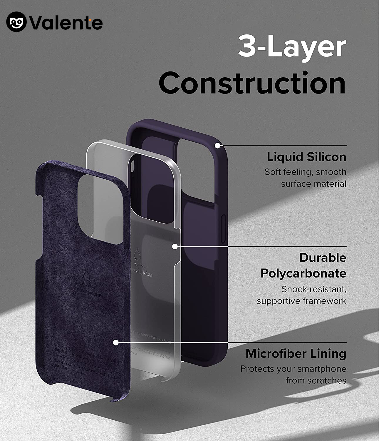 Valente Liquid Silicone Protective Back Cover with Apple Logo For Iphone 14 Pro