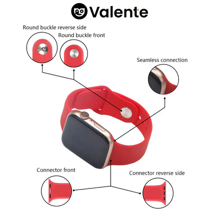 Valente Silicone 38mm/40mm/41mm Strap Compatible with Apple Watch Series 8,7,6,5,4,3,SE