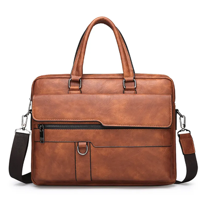Valente Business PU Leather Multipocket Laptop Bag | Fits upto 14-inch laptop